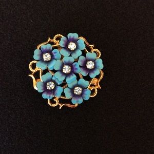 Vintage AVON rhinestone enamel brooch or pendant.